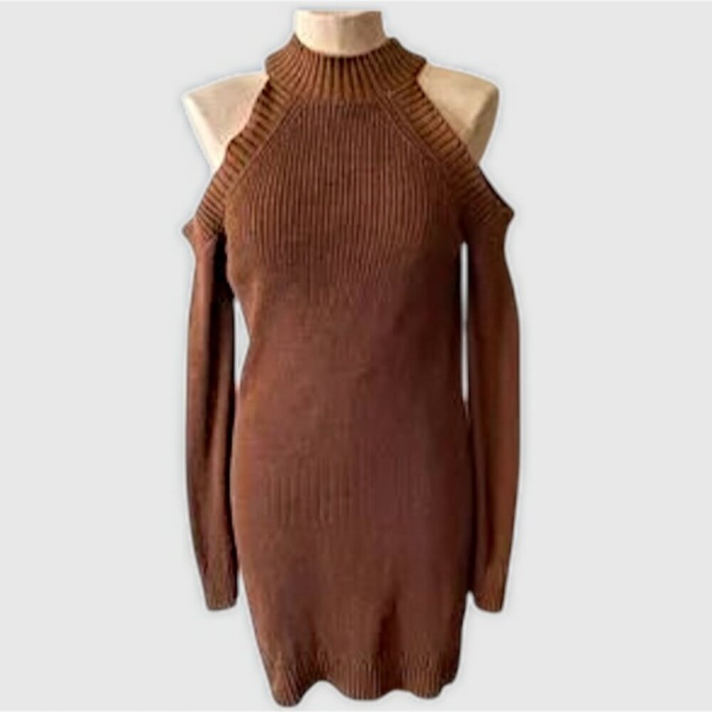 Abercrombie & Fitch Cotton Knit Cold Shoulder Dress